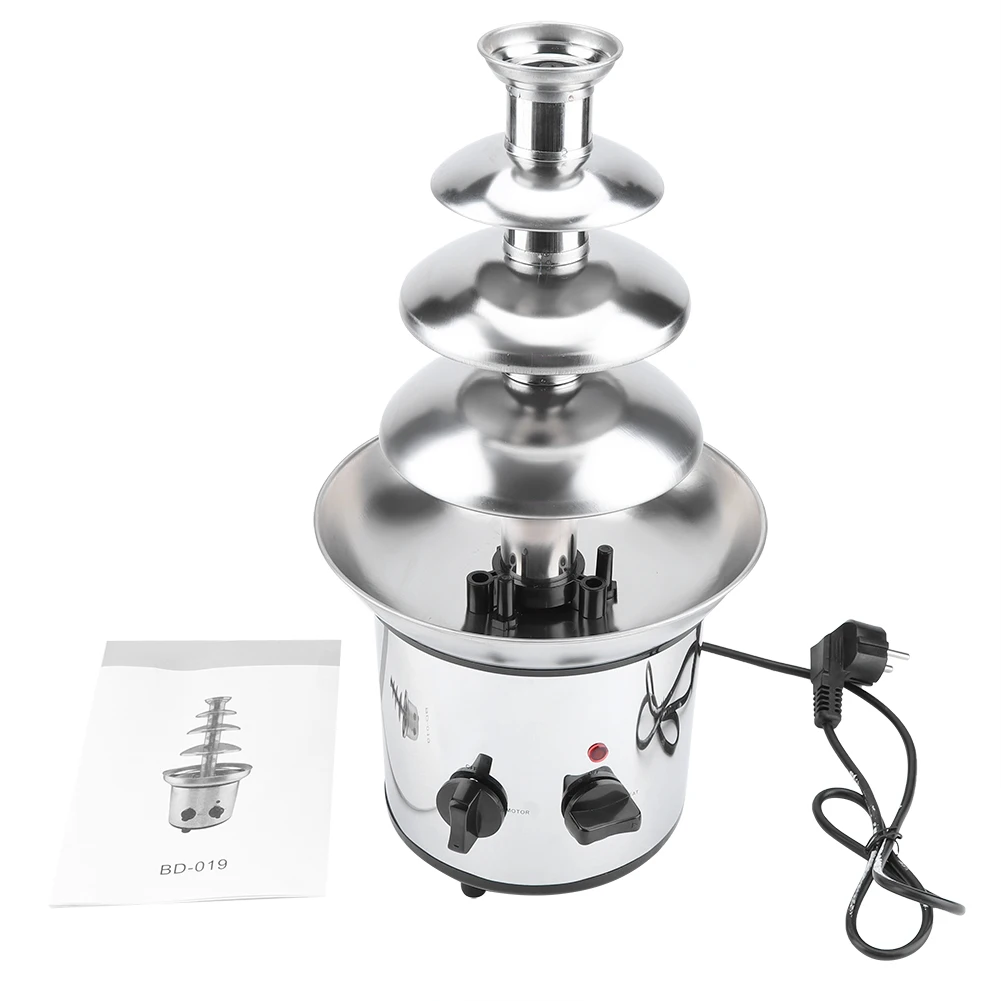 ماكينة صهر الشوكولاتة الكهربائية مكونة من 4 طبقات، متينة وسهلة التنظيف وآمنة للتحكم في درجة الحرارة، نافورة صانع الفوندو للاستخدام المنزلي والحفلات