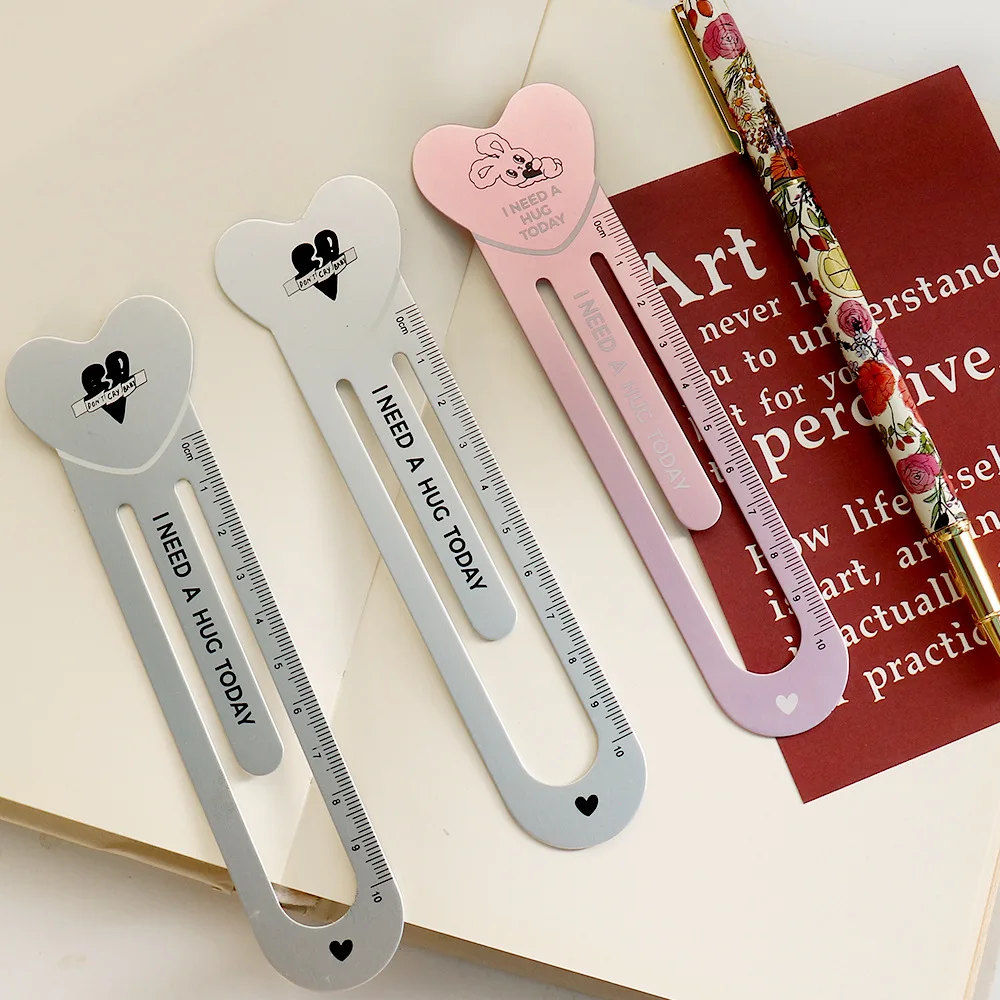 Professional 10cm Bookmark Rule Cute Ins Love Heart Rule Drawing Durable Straight Ruler Student