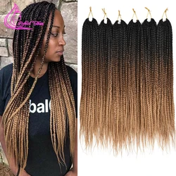 Synthetic Box Braids 18 24Inch Long Ombre Crochet Braiding Hair Extensions Black Brown Light Brown Woman Girls' Braided Hair