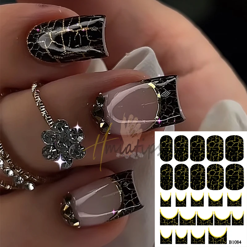 1pcs Crack Design Gold/Silver Stamping Nail Stickers Self-adhesive Decals  French Tip Fashion Nail Accessories Tools