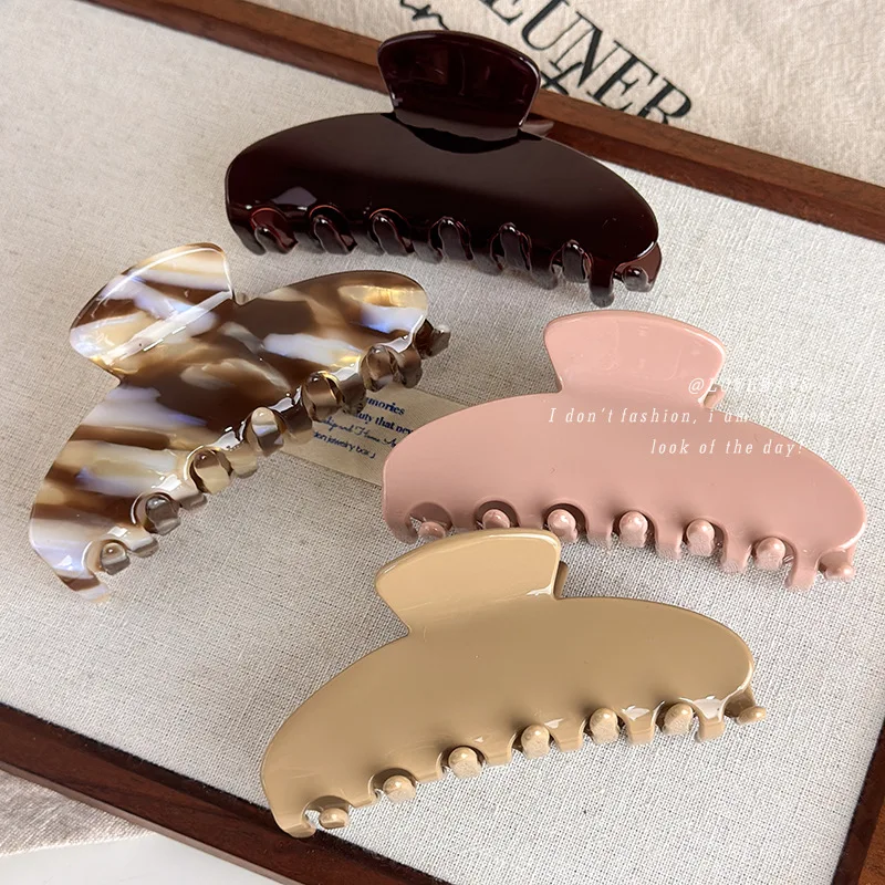 

Brown Tone Acetate Hair Claw Clip Back of Head Bun Hair Clip for Women Premium Quality Daily Party Office Fashion Accessories