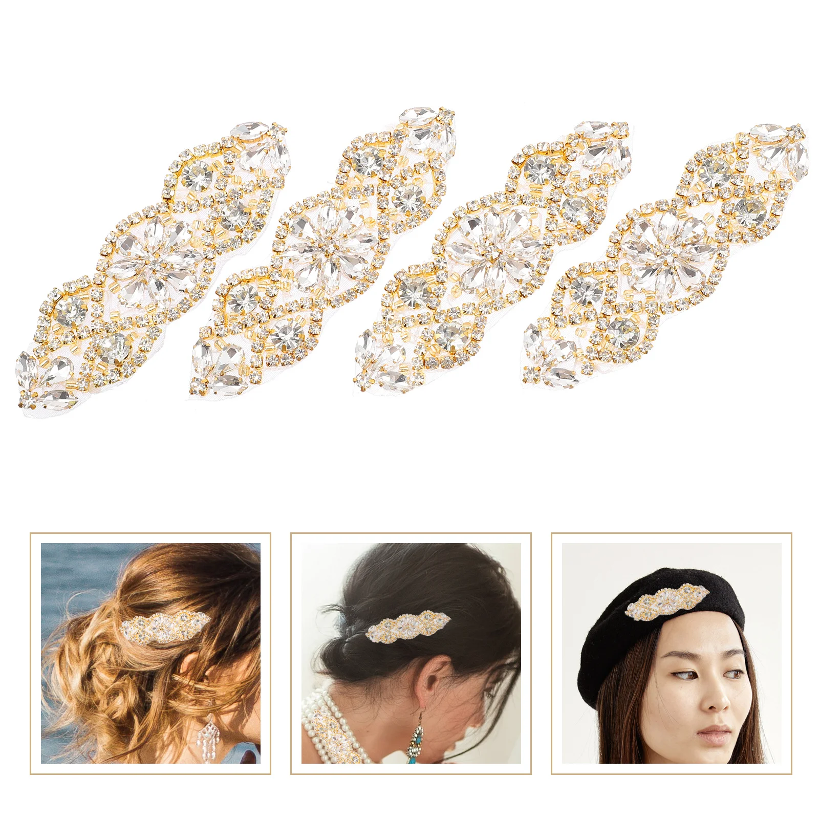 4 pezzi toppe con strass per cintura da sposa durevole pratico struttura robusta design unico artigianato fai da te applique con strass