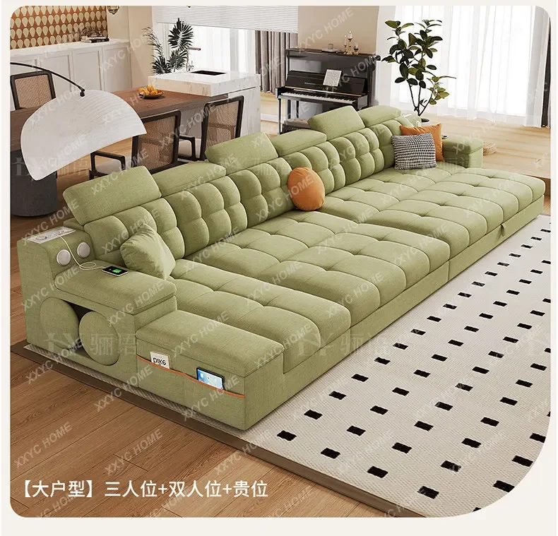 High-end chenille cotton-linen sofa for living room, 2026 new cream-style fabric foldable dual-use sofa bed