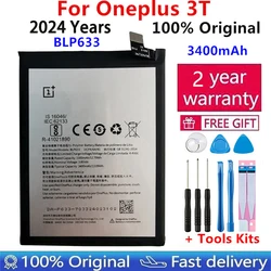 Batería 100% Original para Oneplus 3T, repuesto de 3400mAh, BLP633, para teléfono inteligente Oneplus Three T, código de seguimiento