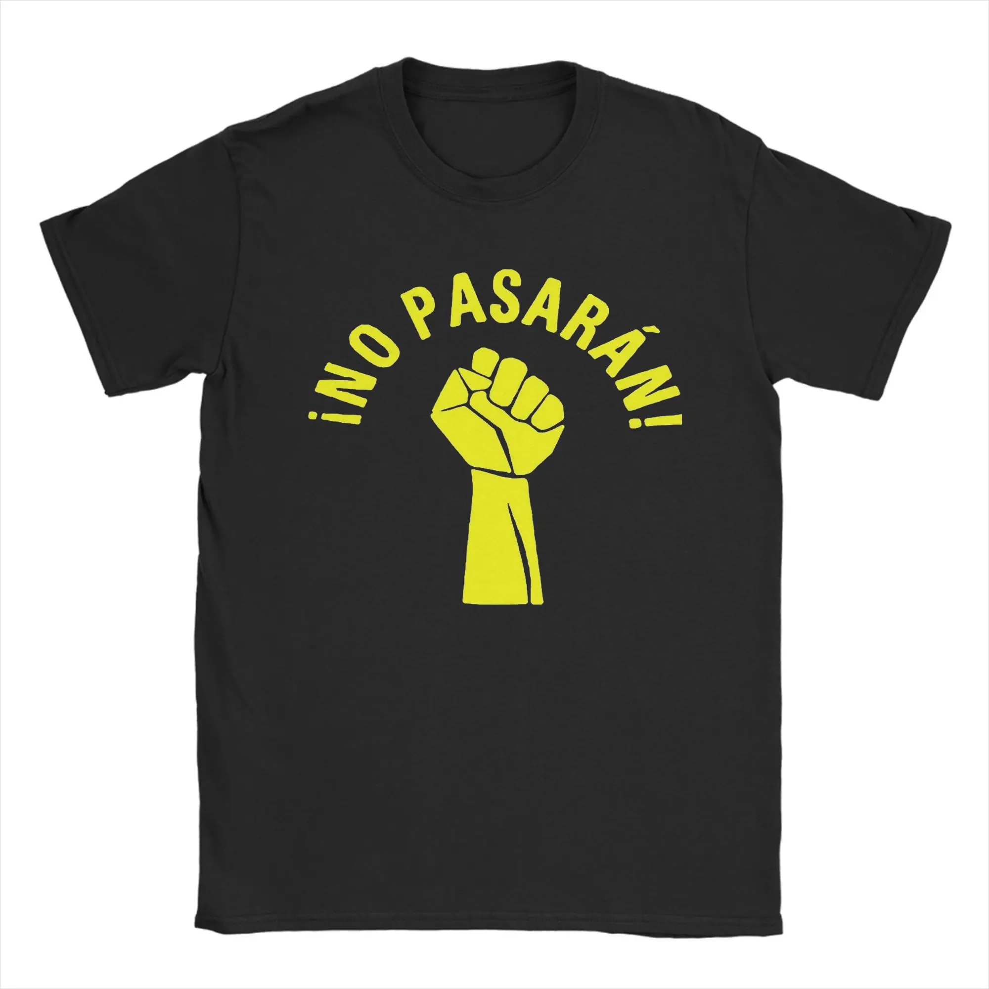 Funny No Pasaran T-Shirt Men's Round Neck Short Sleeve Tops Shirts Retro 100%Cotton Summer Top Tee