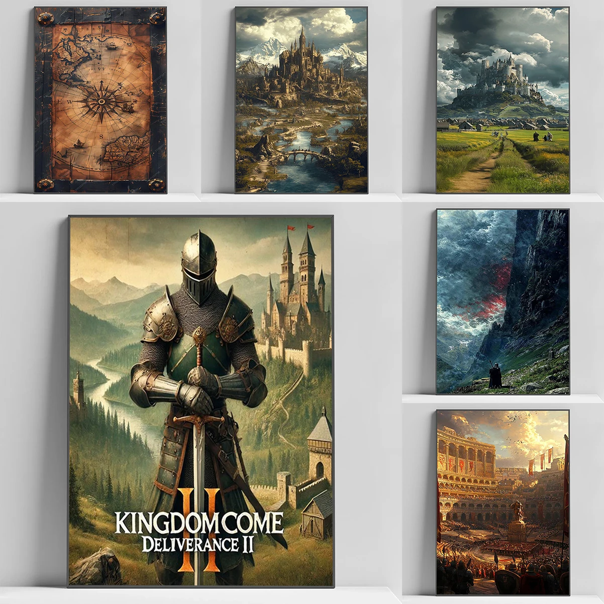 

Popular Game Kingdom Come Deliverance 2 Retro Art Game Map Posters Print Canvas Wall Art Pictures for Bar Game Room Decor Gifts