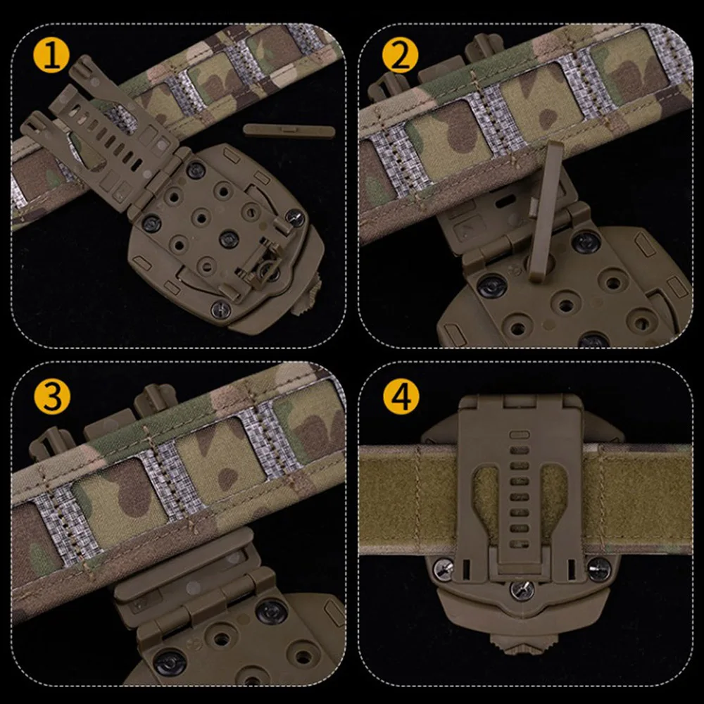 Adaptateur pour étui, Base à 360 degrés pour ceintures de chasse en plein air, porte-plaque tactique, plate-forme QLS, Airsoft, code G, support RTI DUTY