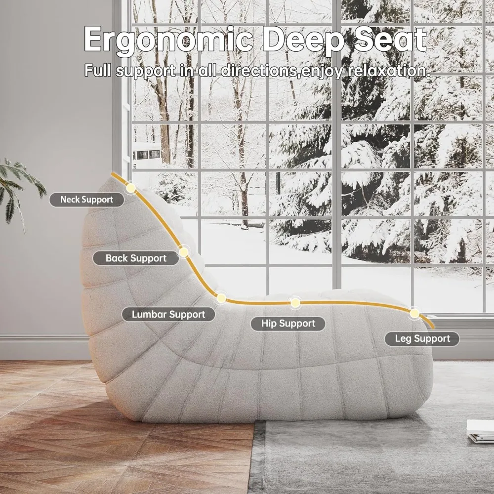 كراسي بين باج للبالغين، كرسي القراءة بين باج، أريكة إسفنجية الذاكرة، كرسي أرضي مادة تيدي ناعمة، كراسي مريح للقراءة #5