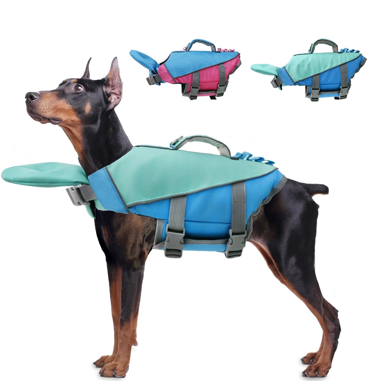 Chaleco salvavidas ajustable para perros con rayas reflectantes, alta visibilidad para perros pequeños, medianos y grandes, equipo de seguridad para el agua