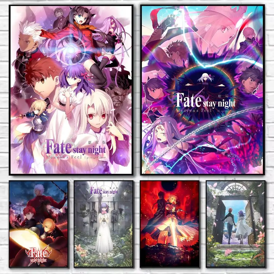 Anime F-Fate Stay Night Poster HD Home Decor Sticky Wall Waterproof Home Living Room Bar Aesthetic Decor
