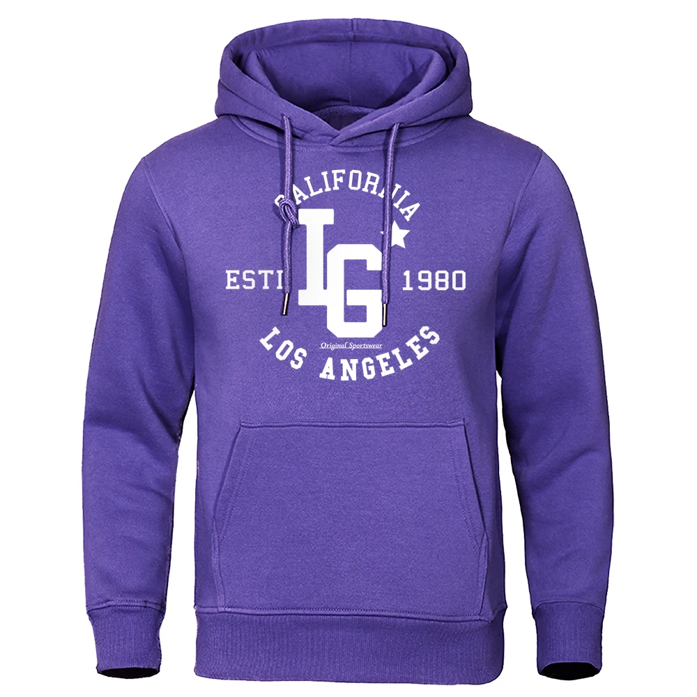 Los Angeles California Estd 1980 Printing Sweatshirt Mens Hip Hop Street Hoodie Oversized Loose Sportswears Casual Fleece Hoody