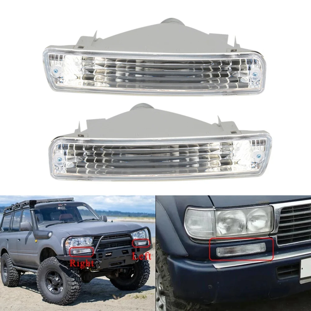 2Pcs Car Front Bumper Turn Signal Lamp for Toyota Land Cruiser 80 Series 1991-1998 LC80 FJ80 FZJ80 HDJ80 HZJ80 4500 4.5L