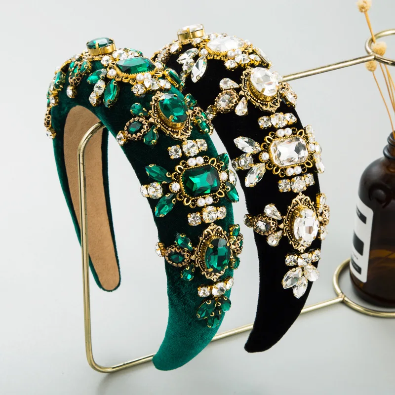 

Homing headband ins fashion heavy industry exaggerated high cranial top hair accessories light luxury full of diamonds flower te