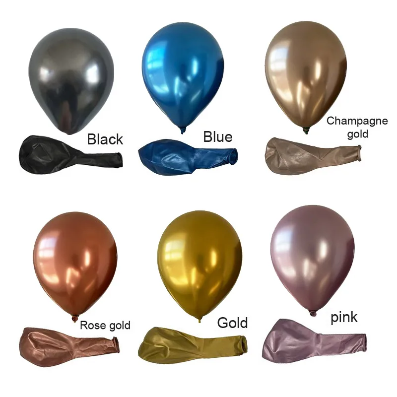 12 inch 40PCS Mixed Set Chrome Metal Balloons Rose Gold Champagne Gold Balloon DIY Styling Decoration Wedding Party Celebration