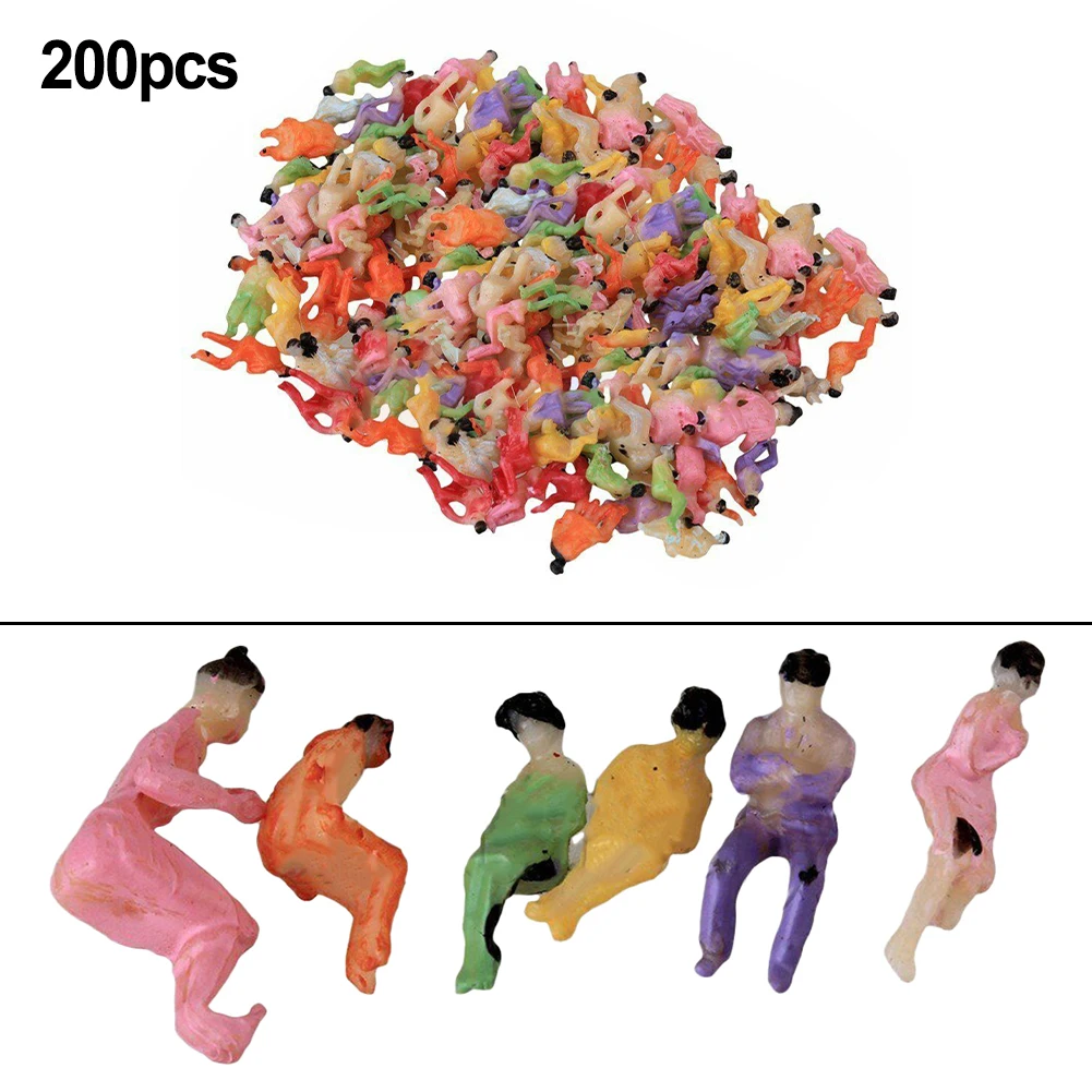 200pcs Seated Painted Model People Figures Railway Sitting Passengers 1:100 Painted Figures HO TT Scale Standing People Assorted