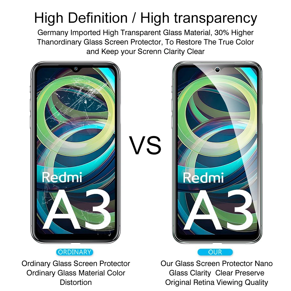 For Xiaomi Redmi A3 A3x A2 A1 Plus A2＋ Screen Protector film Xiomi Redmi A3 x 3A RedmiA3 Redmy A3x Full cover Protective Glass