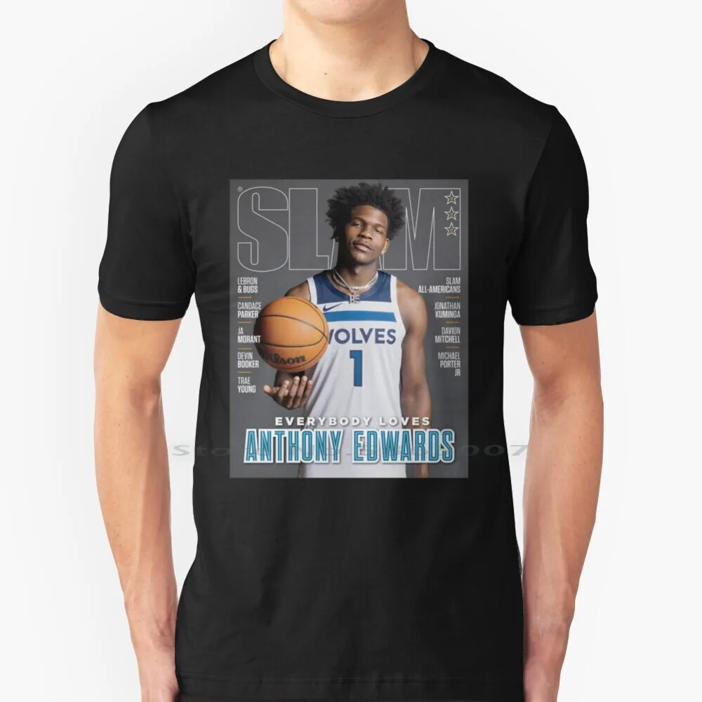 Anthony Edwards Slam 100% Cotton T Shirt National League Of Basketball Usa Minnesota Blue Anthony First Pick Lottery Pick First