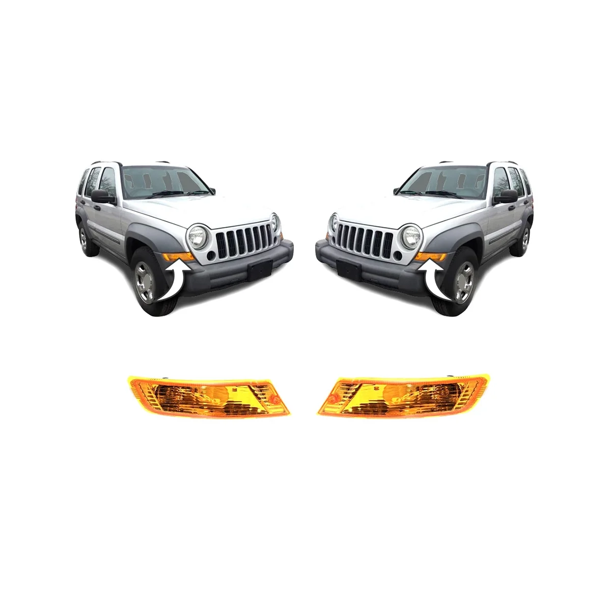 

Car Amber Side Marker Indicator Amber with LED Daytime Light for Jeep Liberty 2005-2007 55156766AE 55156767AD