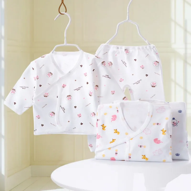 Cotton Newborn Baby Sleepwear Set Print Infant Girl Boy Cute Newborn Clothes Soft Breathable Casual Baby Outfits 0-3M