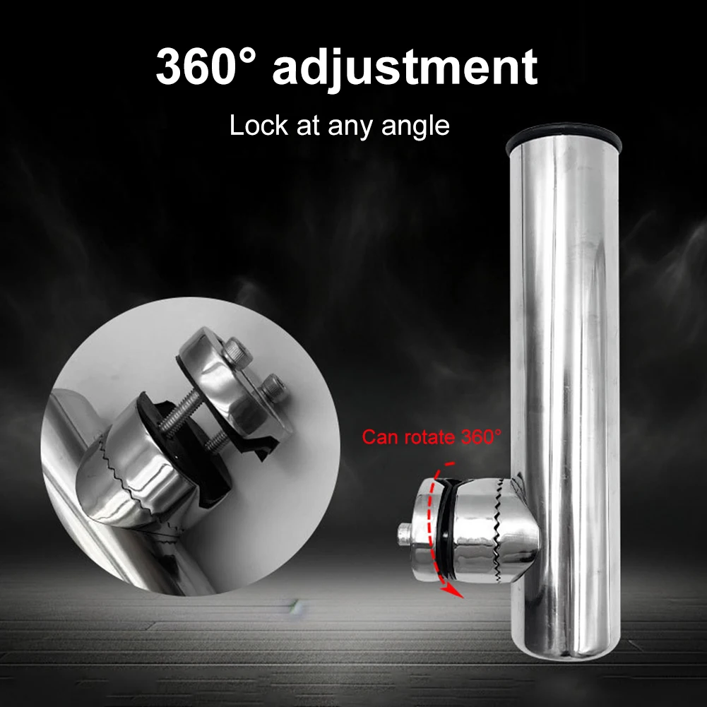 الفولاذ المقاوم للصدأ الصيد رود حامل الصيد الملحقات الصلب جبل قصبة صيد خشبية حامل قصبة صيد خشبية قضيب حامل لقارب يخت #2