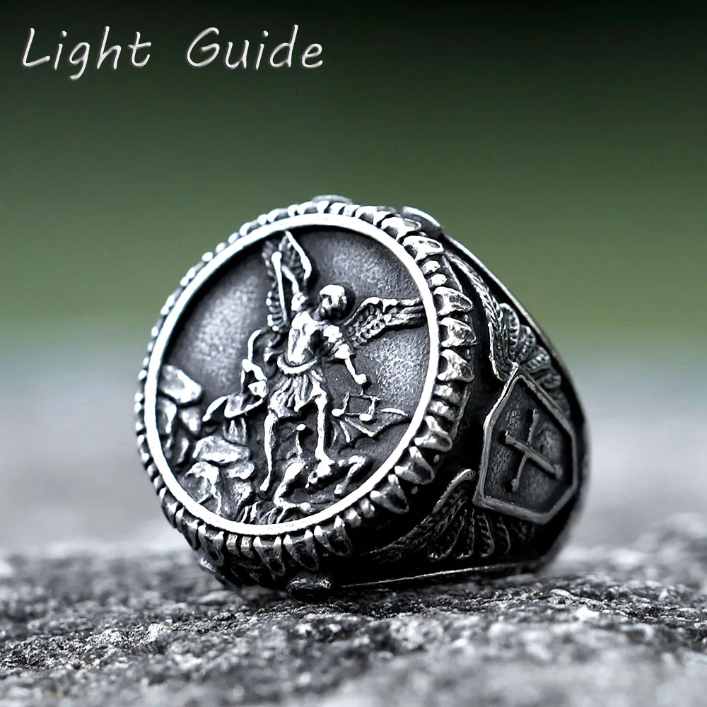 2022 NEW Men's 316L stainless steel rings god knight dragon slayer saint george ring Religion Jewelry Gifts free shipping