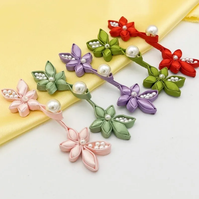 2 قطعة أزرار الملابس الصينية التقليدية شيونغسام للملابس زر أزهار الكرز اللؤلؤ الرجعية