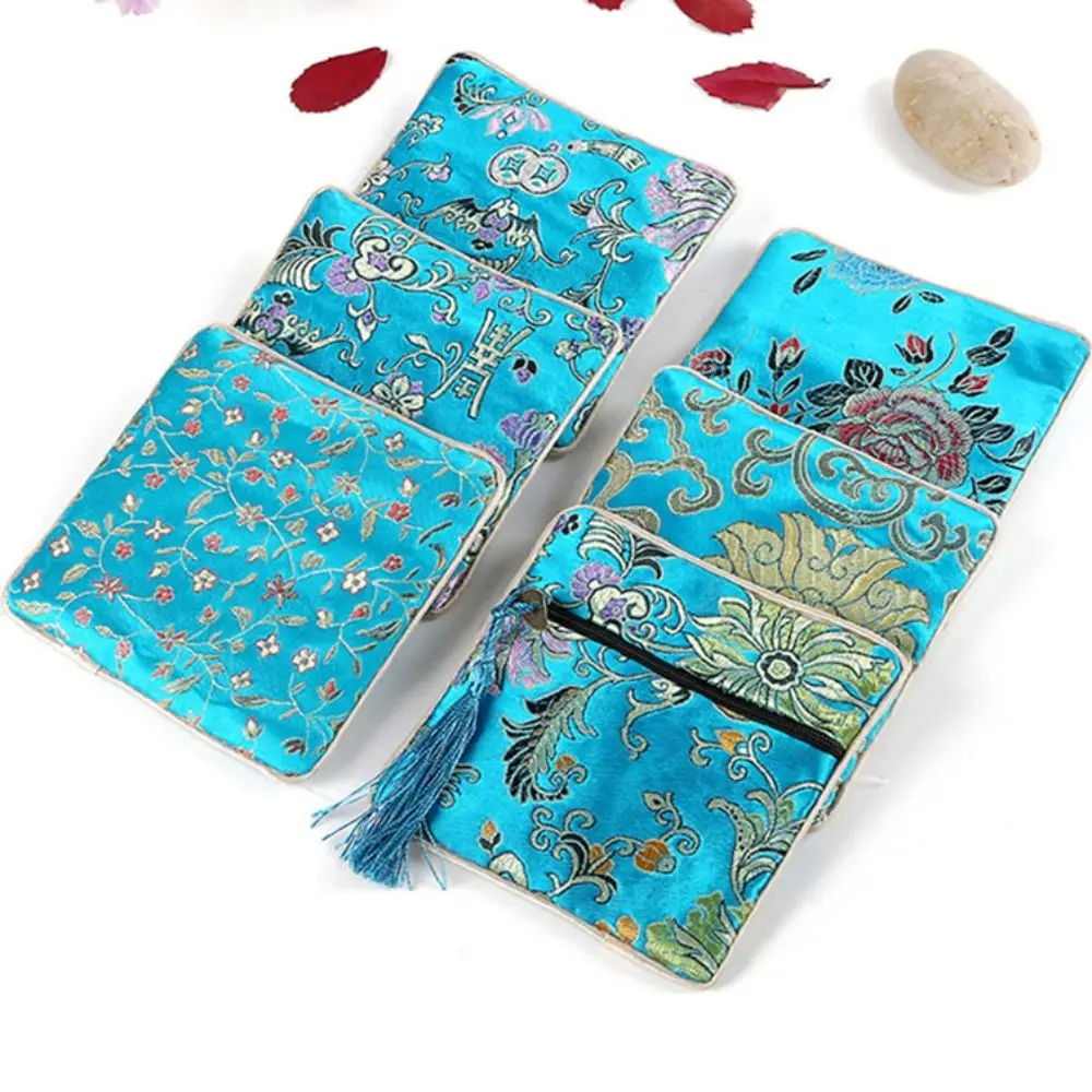 منظم مجوهرات من القماش عالي الجودة، حقيبة تخزين مجوهرات صغيرة على الطراز الصيني، محفظة نقود معدنية مطرزة