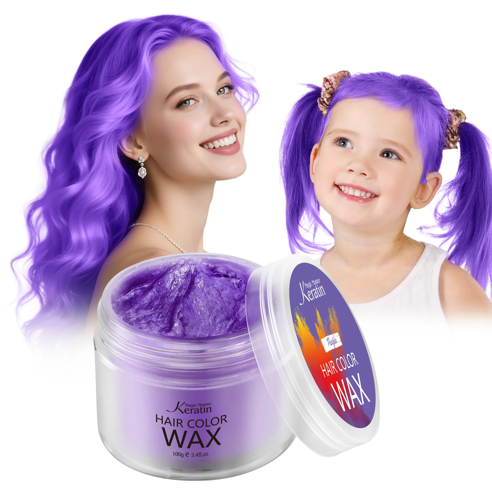 MMK Temporary Hair Dye Purple Color Wax Styling Hair Clays Atural Hairstyle Pomade for Men Women Party, Cosplay & Halloween