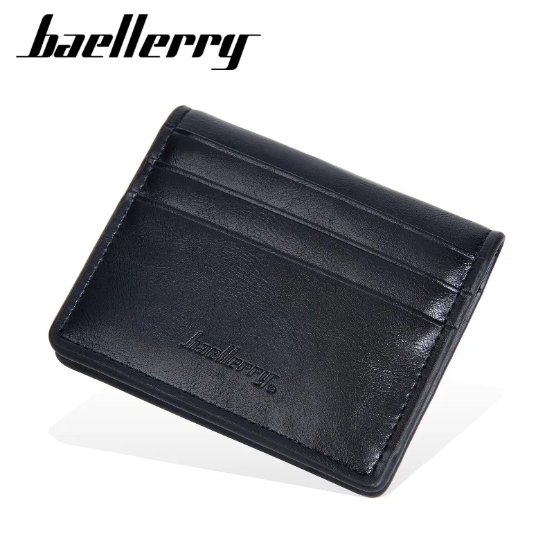 Baellerry Mini Men Card Holder Wallets Zipper Coin Pocket Slim Male Wallet PU Leather Credit Bank Card Case Small Men Purses