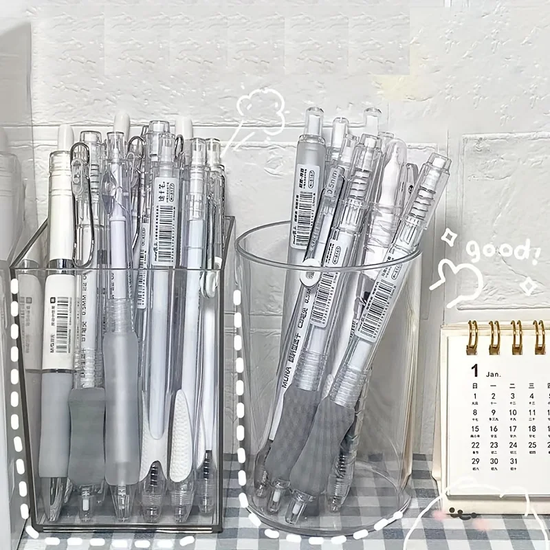 1pc Clear Acrylic Pen Holder - Sleek Desktop Organizer for Pens, Makeup Brushes | Hanging Mount, Polished Finish | Lightweight