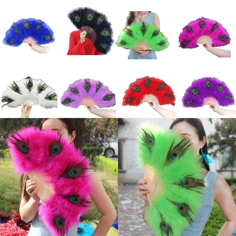 Feather Fan Folding Fan Flapper Hand Fan for Costume Dancing Show Party Wedding Decors Fan Performances Party Fan Props