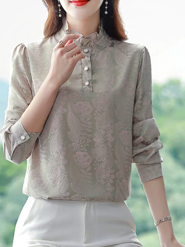 Ele Long Sve Silk irt Donna Premium Marchio europeo Mamma Pesante Vera seta irt Guangzhou Tredicesimo Fac