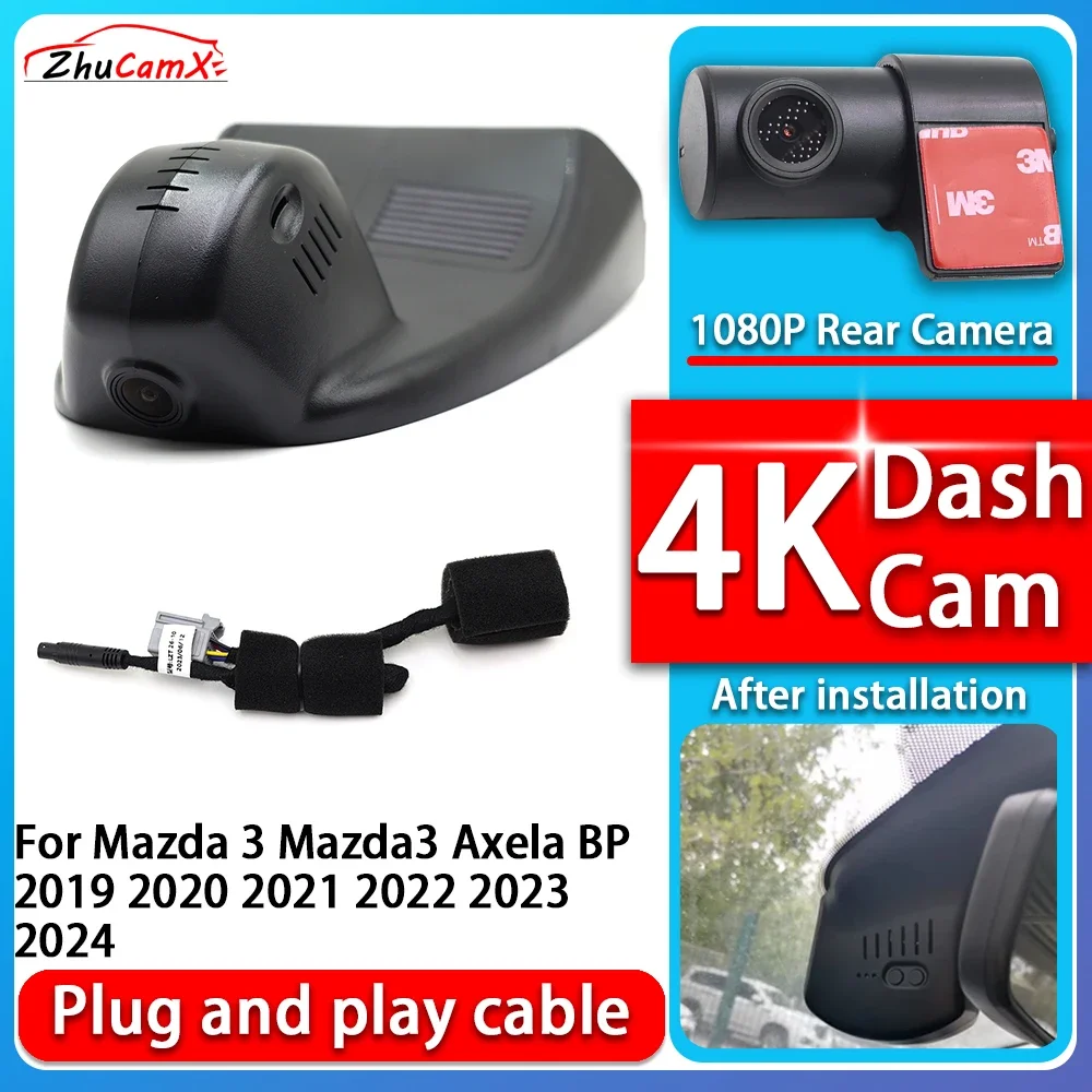 

ZhuCamX 4K 2160P Plug and Play Dash DVR Cam Video Night Vision For Mazda 3 Mazda3 Axela BP 2019 2020 2021 2022 2023 2024