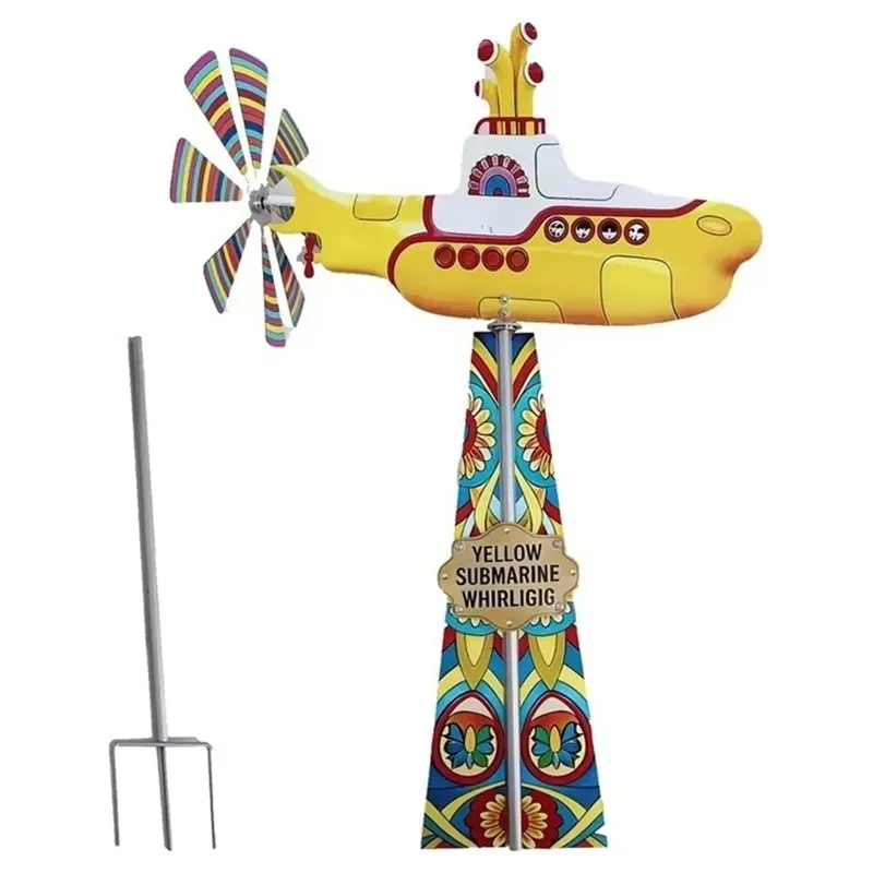 For Giant Yellow Submarine Wind Spinner Outdoor Garden Decor, For Eye-Catching Ambiance, Yard Art, Patio Lawn Flower Windmill