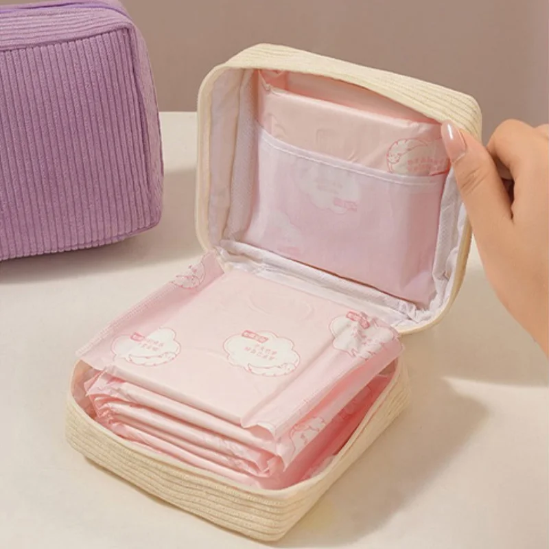 Toiletry Bag Sanitary Portable Pad Pouch Pad Pouch Cute Cosmetic Storage Pouch Women Small Makeup Bag Cable Case 13cm*4cm*13cm