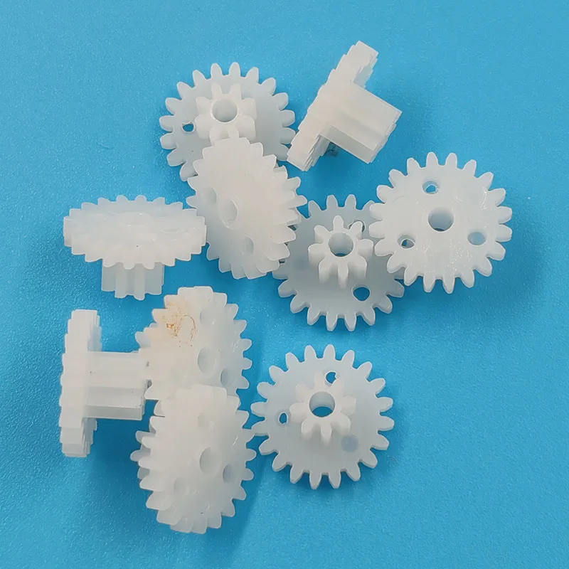 20082A 0.5M Gear 11mm Diameter POM Plastic 20 Teeth + 8 Teeth Double Layer Gears 2mm Tight Hole Toy Parts 10PCS/lot