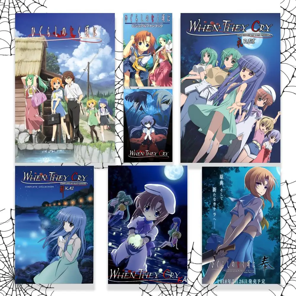 Higurashi When They Cry Poster Graphic Wall Art Poster HD Waterproof PP Paper Print for Bedroom Living Room Office Decor Gift