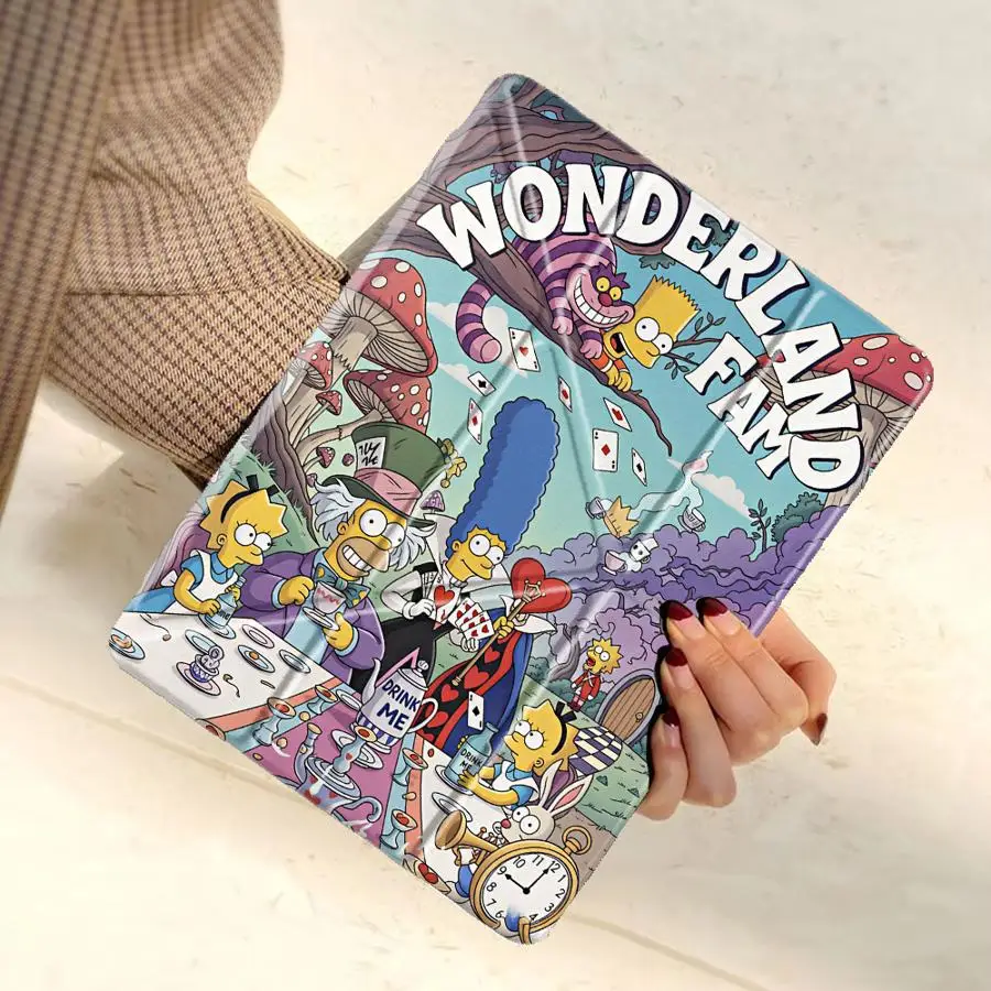 Funda con Soporte para Tablet iPad Mini 6 7 Pro 11th 10th 9th 8th 7th 12.9 Pulgadas Pro 2025 Air 4 5 M3 M2 M4 11 Pulgadas Parodia de Los Simpson