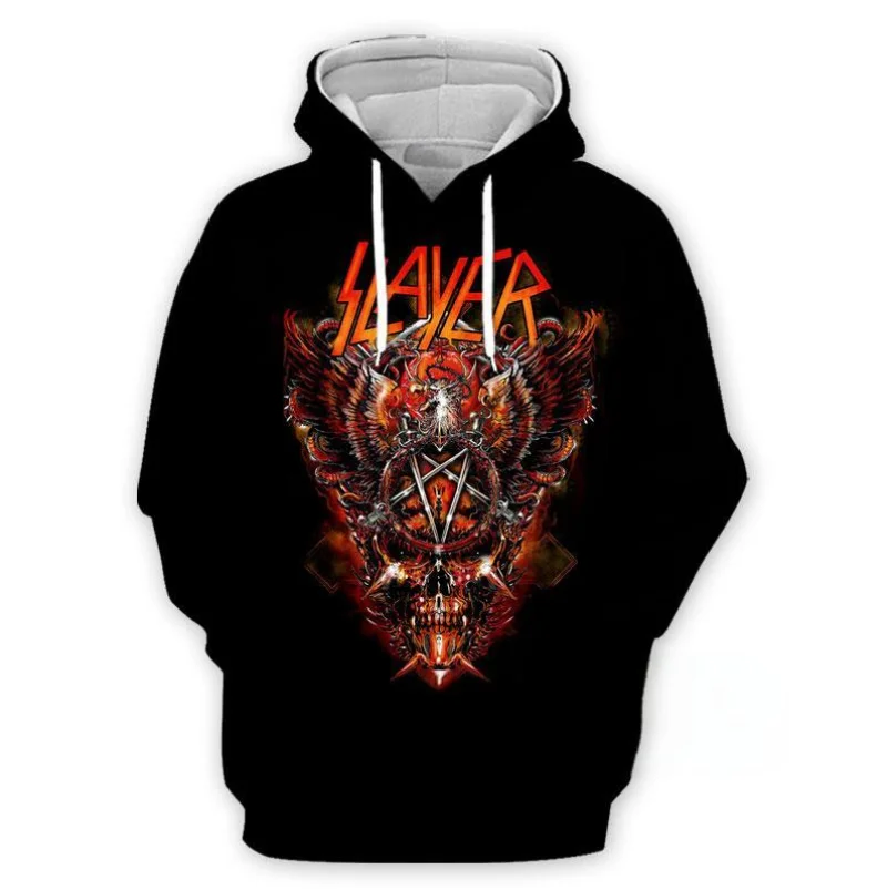 

Толстовки с капюшоном SLAYER ROCK, мужская толстовка с 3D принтом, мужская и женская толстовка, повседневная одежда в стиле хип-хоп большого размера, уличная модная толстовка