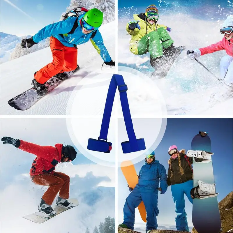 Tracolla regolabile per asta da sci tracolla per ciglia cinghie per manico in Nylon borse da sci Porter Hook Loop protezione per Snowboard da sci