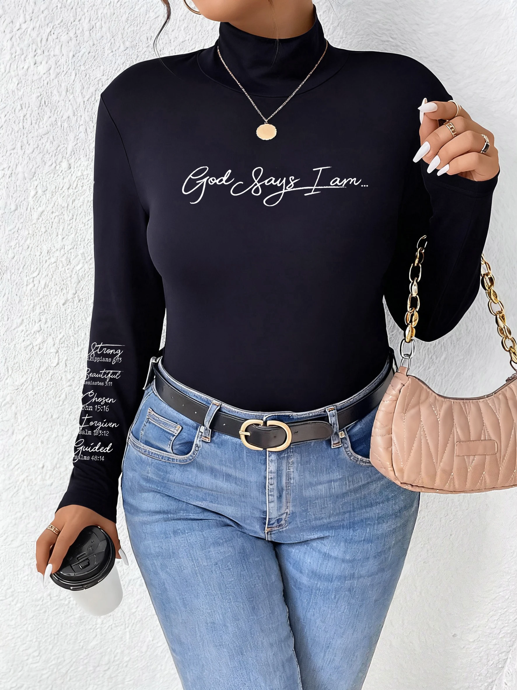 

Gods Says I Am Art Letter Print Модные пуловеры для женщин Бархатный флис Удобная уличная одежда Осенняя теплая футболка Повседневные мягкие топы