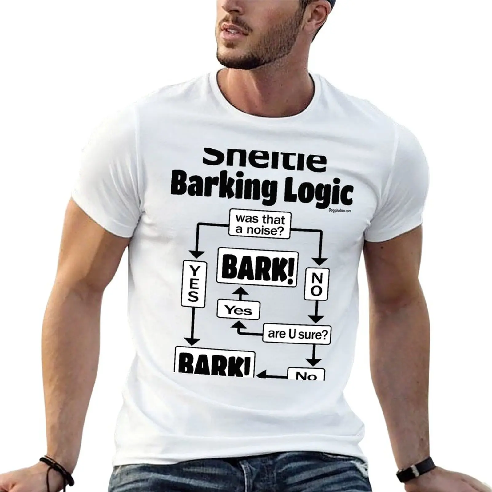 

Sheltie Barking Logic T-Shirt t shirts for man cotton men t shirt cotton 100% T-Shirt