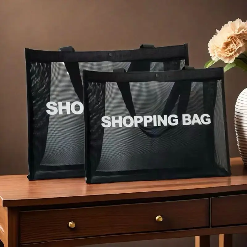 

Transparent Nylon Mesh Shopping Bag Transparent Large Capacity One Shoulder Handbag Breathable Beach Travel New