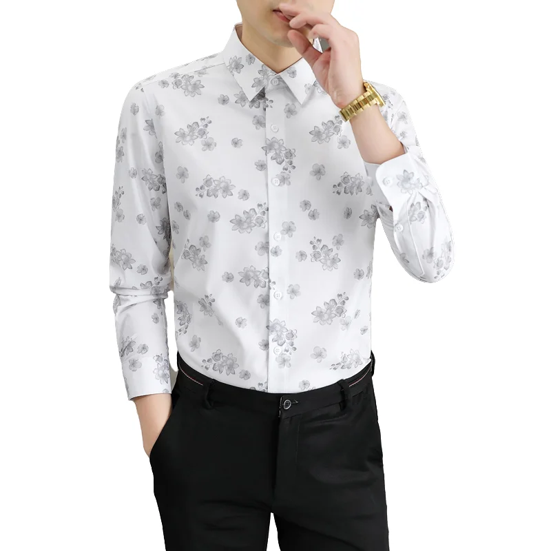 

Men's Fashion Long Sleeve Shirt Spring Summer Arrival Wrinkle-Resistant Premium Light Business Printed Shirt Office Comfort Work