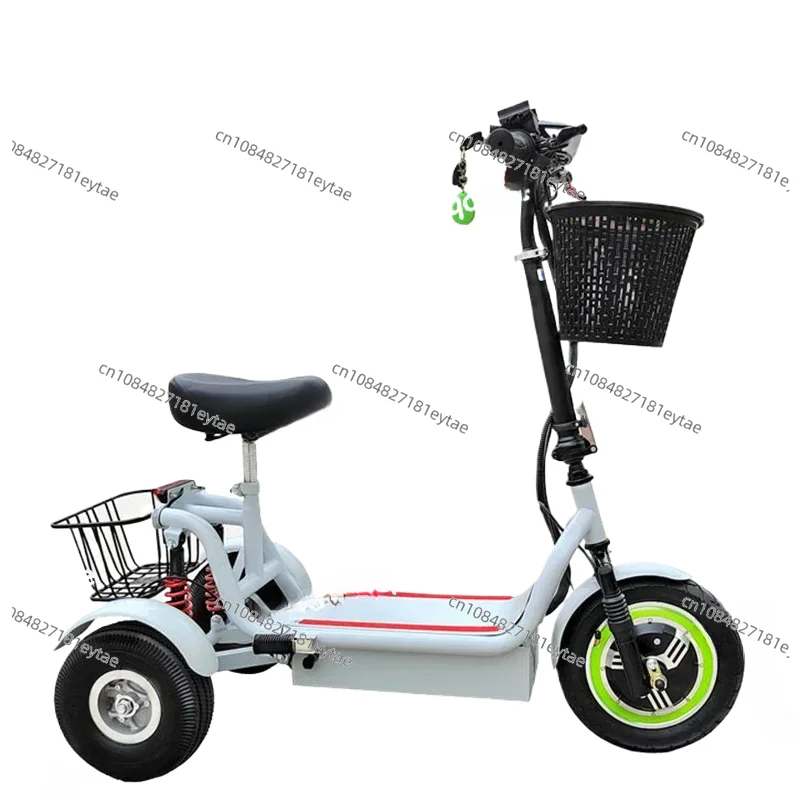 Tricycle 12-Inch 48V 350W 40-50KM Adult Elderly Folding Three-Wheel Moto Electrica E-Bike Scooter