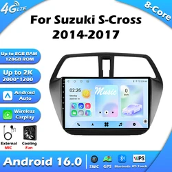 Android 16 Auto Car Radio For Suzuki SX4 2 S-Cross 2014-2017 Multimedia Video Player Navigation Stereo GPS CarPlay Touch Screen