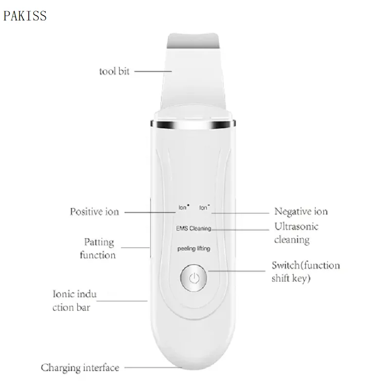 PAKISS-Épurateur de peau pour le visage, spatule, dissolvant de points noirs, nettoyeur de pores, grattoir, nettoyage en profondeur, 4 modes FY-401-402
