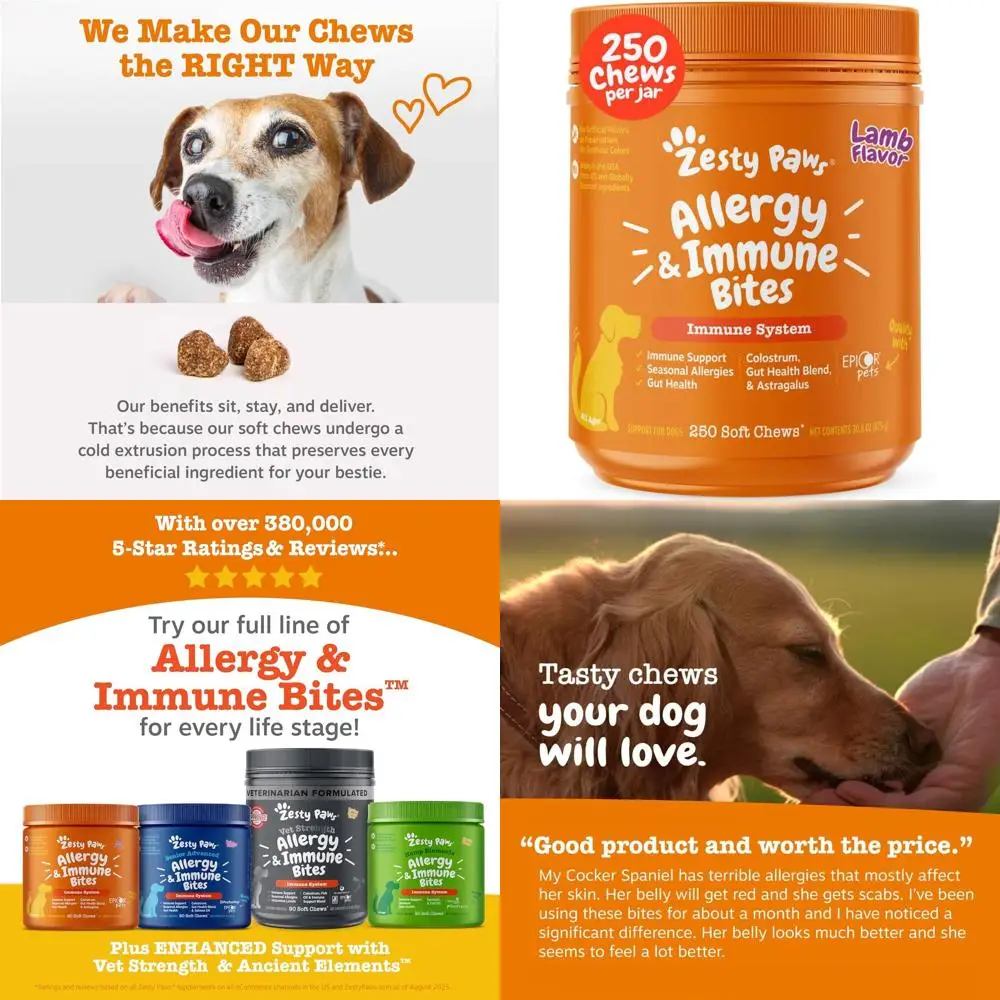 

Пробиотические жевательные таблетки со вкусом баранины для собак с зудящей кожей и воспаленными ушами, 250 штук