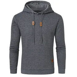 Sweat-shirt Jacquard à Carreaux pour Homme, Sweat à Capuche Décontracté Basique, Survêtement à Manches sulf, Proximité Wstring, Streetwear, Automne