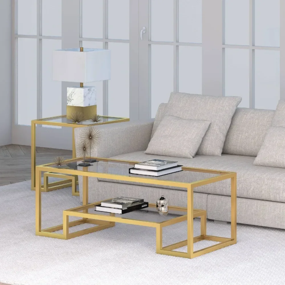 Practical Evelyn&Zoe Contemporary Coffee Table With Glass Top And Shelf